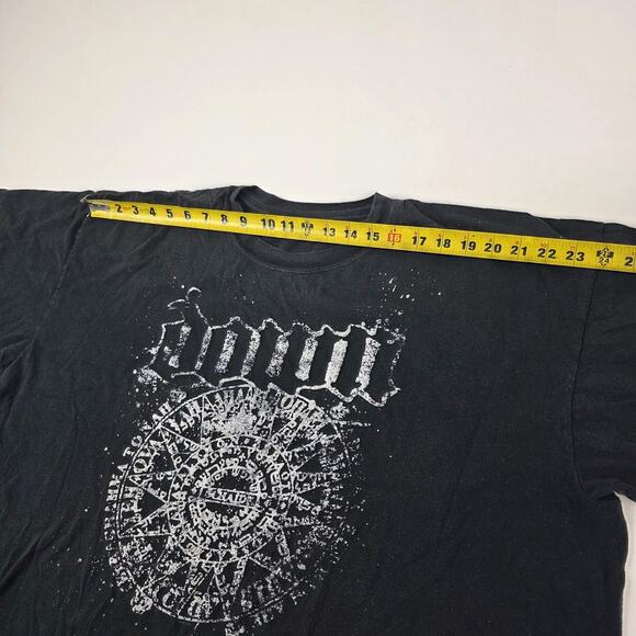 VTG Y2K Down Shirt Mens Black Metal Band Graphic Distressed Cracked Print - Picture 9 of 12